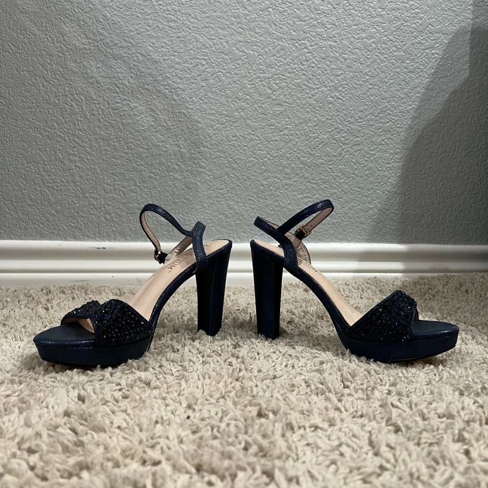 Navy rhinestone heels from De Blossom Collection